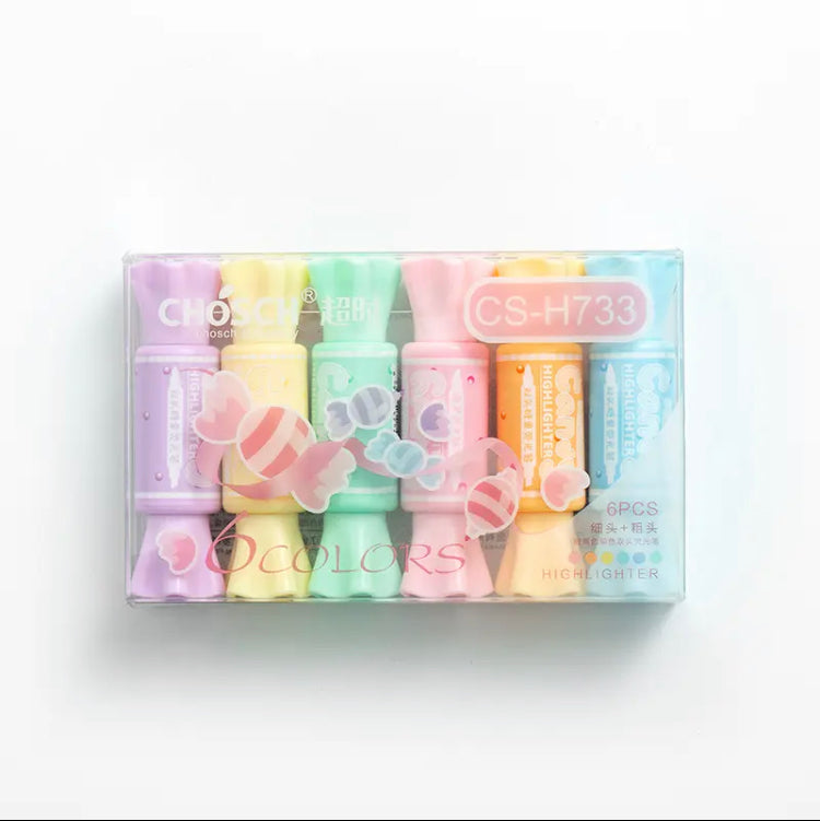 6pcs Mini Candy Shape Color Highlighters, Cartoon Candy Doodle Line Drawing Pen, Sugar Candy Color Highlighters 6pcs Mini Candy Shape Color Highlighters, Cartoon Candy Doodle Line Drawing Pen, Sugar Candy Color Highlighters